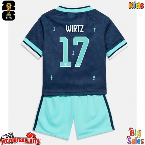 Germany Florian Wirtz #17 Replica Away Stadium Kit for Kids World Cup 2026 Short Sleeve (+ pants)